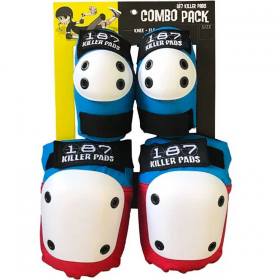 187 Combo Pack Knee & Elbow Pad Set - Red/White/Blue