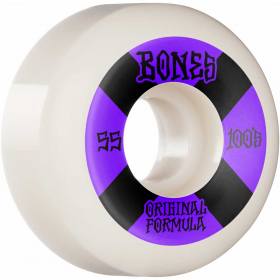 55mm 100a Bones 100s V5 Sidecut OG #4 Wheels - White