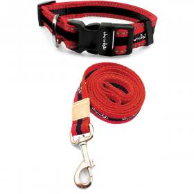 Chocolate Dog Collar/Leash - Black/Red