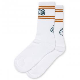 Polar Skate Co. Stripe Socks - White/Teal/Orange