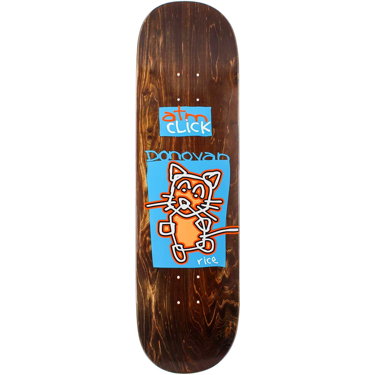 ATM Click Donovan Rice Cat Skateboard Deck - Brown Stain 8.5x32.25