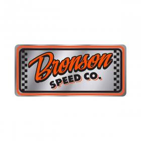 Bronson Speed Co Silver Flag Foil Sticker - Orange/Black 4.75" x 2.2"