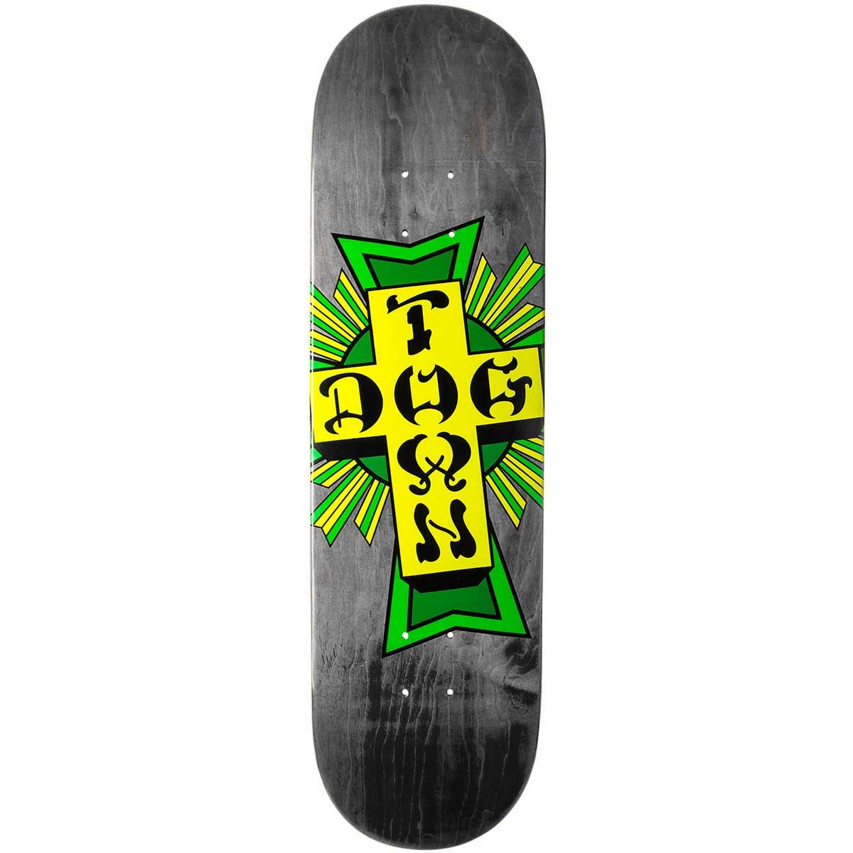 Dogtown Street Cross Logo Skateboard Deck - Black Stain/Green