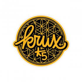 Krux Trucks K5 Sacred Geometry Mylar Sticker - Yellow/Black 2.8" x 4"