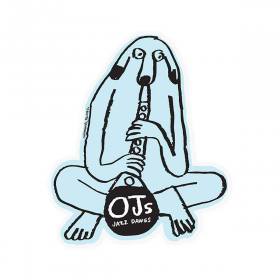 OJ Wheels Jazz Dawgs Mylar Sticker - Pale Blue/Black 3.7" x 4.5"