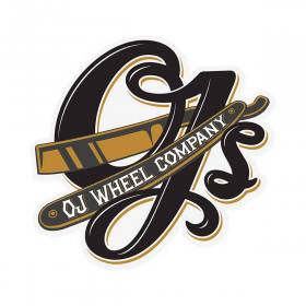 OJ Wheels Straight Razor Mylar Sticker - Black/Gold 3.5" x 3.3"