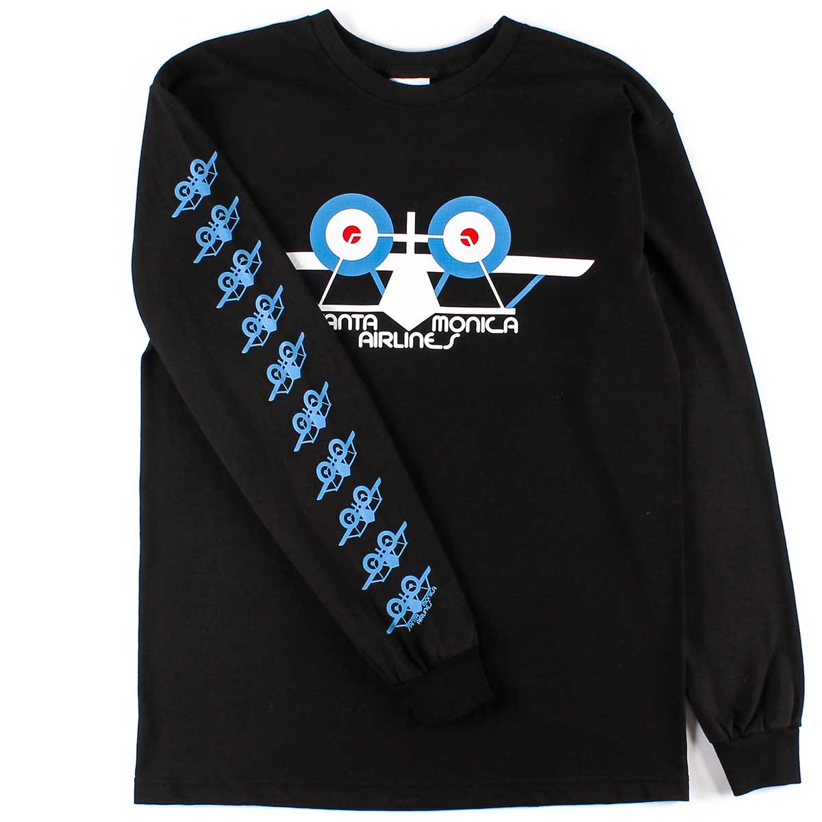 Santa Monica Airlines Classic Airplane Long Sleeve T-Shirt - Black