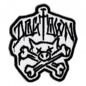 Dogtown Pig & Crossbones Embroidered Patch - 3" White