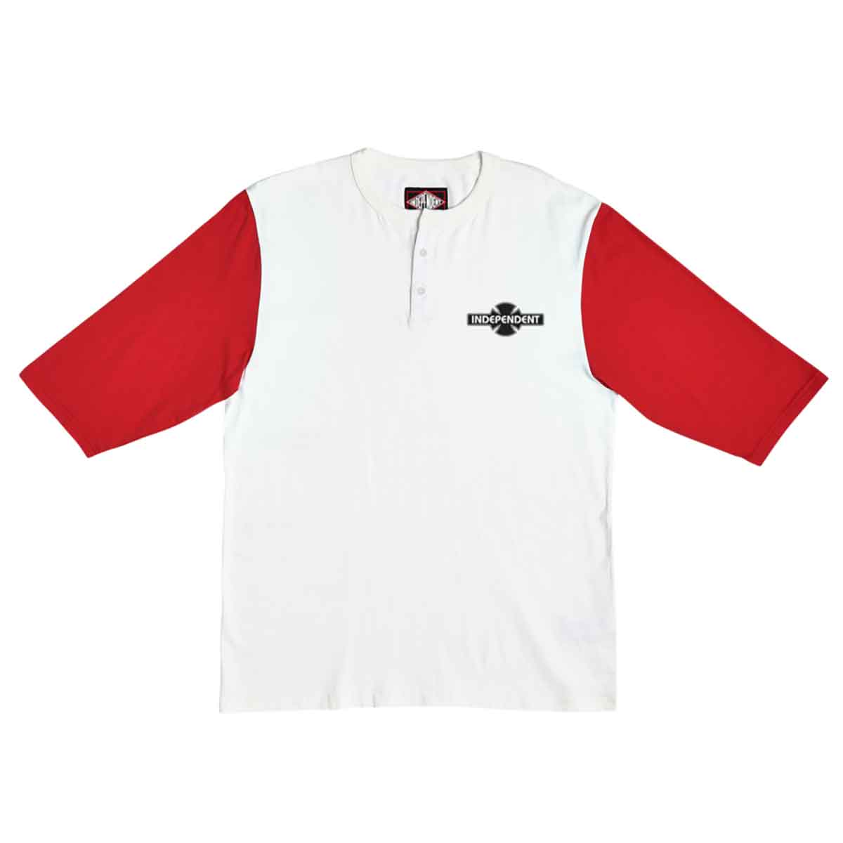 Independent Trucks O.G.B.C. 3/4 Sleeve Henley Shirt - Off White/Red Size:Small