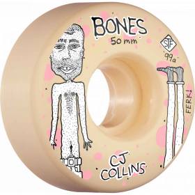 50mm 99a Bones STF V3 Slims CJ Collins Ferk Wheels - White