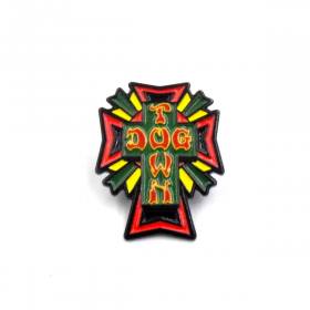 Dogtown Cross Logo Rasta Enamel Pin - 1.25" Tall