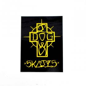Dogtown Ese Cross Sticker - 4" Black/Yellow