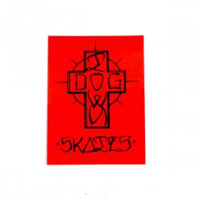 Dogtown Ese Cross Sticker - 4" Red/Black