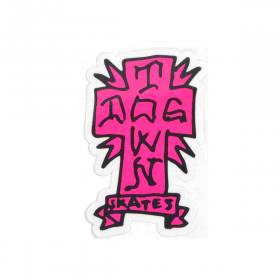Dogtown Gonz Cross Sticker - 3" Pink