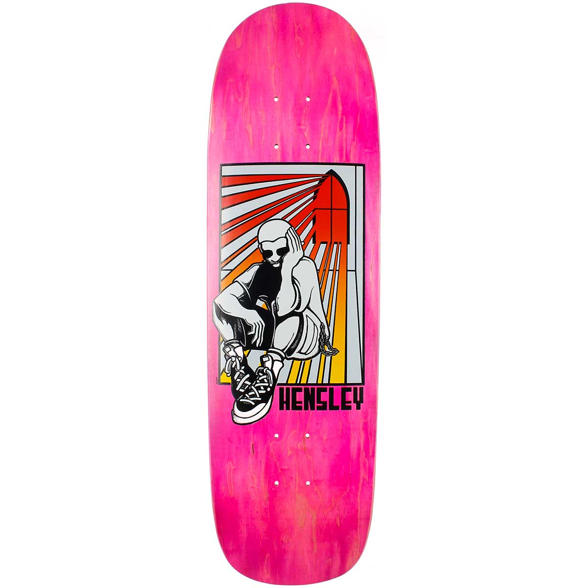 H Street Matt Hensley Stained Glass D Series Re Issue Deck Pink Stain Red Yellow Fade 9 1x32 25 Socal Skateshop