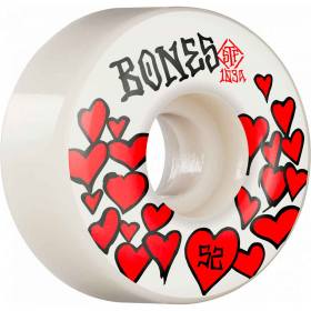 52mm 103a Bones STF V4 Wide Love Wheels - White/Red