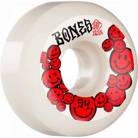54mm 103a Bones STF V4 Wide Love Wheels - White/Red