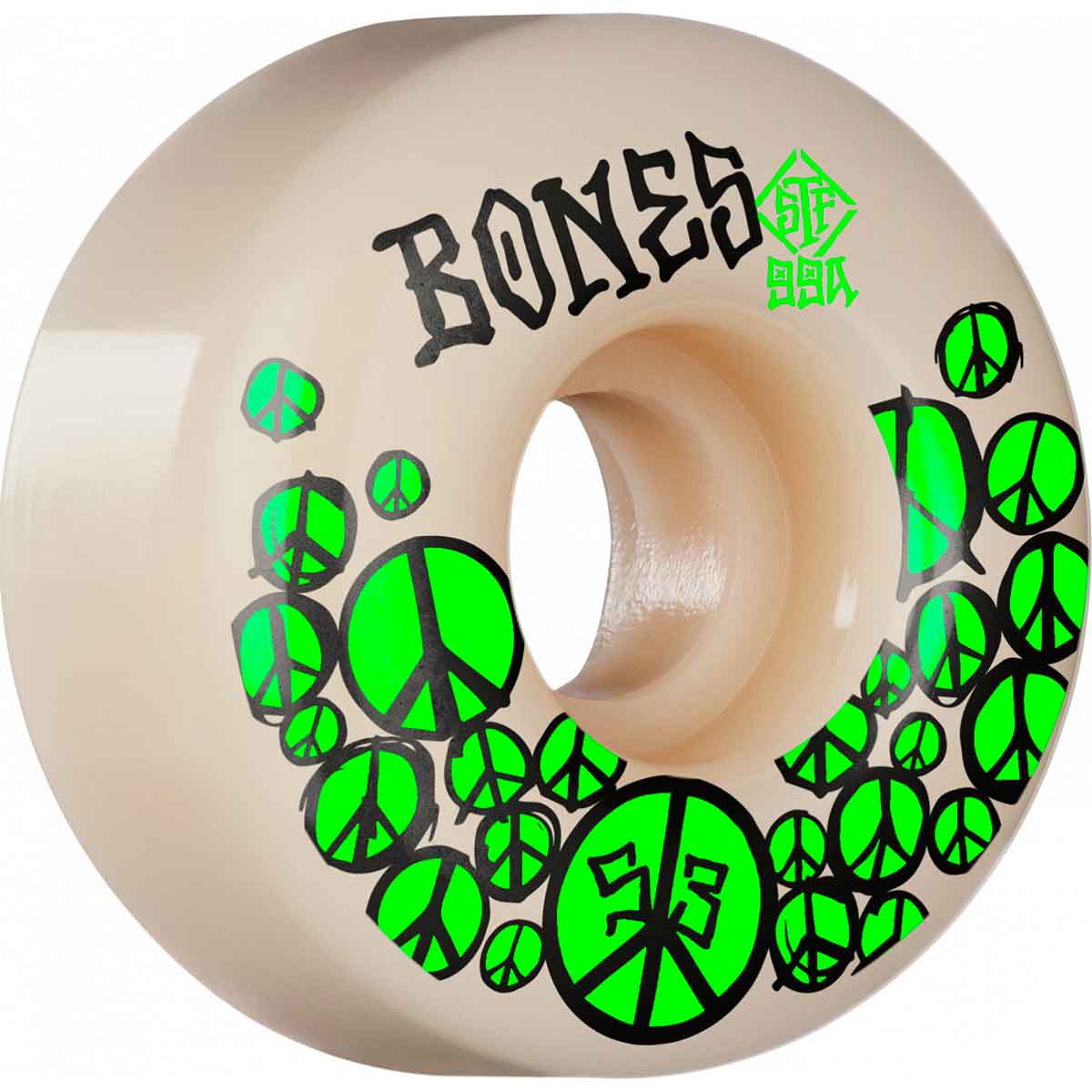 Bones Skateboard Wheels 53mm Retros V2 Locks STF 99A White W/ Bones Reds 