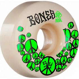 54mm 99a Bones STF V1 Standard Peace Wheels - White/Green