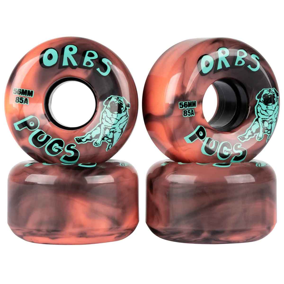 ORBS SKATEBOARD WHEELS CORAL BLACK WHITE 54MM 85A NEW RAD FAST SMOOTH PUGS 
