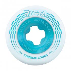 53mm 99a Ricta Chrome Core Wheels - White/Teal