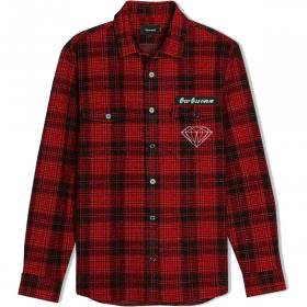 Diamond X Ozzy Dark Idol Button Down Flannel Shirt - Red