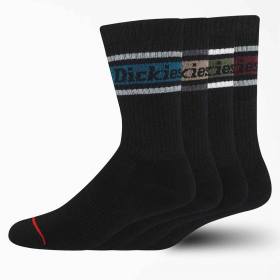 Dickies Rugby Strip Crew Socks 4-Pack - Black/Fall Stripe