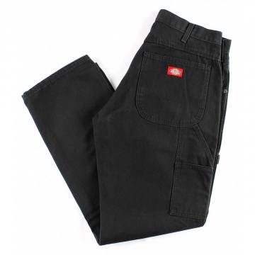 Dickies Relaxed Fit Straight Leg Carpenter Duck Pants - Rinsed Black