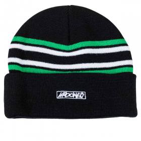 Krooked Moonsmile Script Cuff Beanie - Black/Green/White
