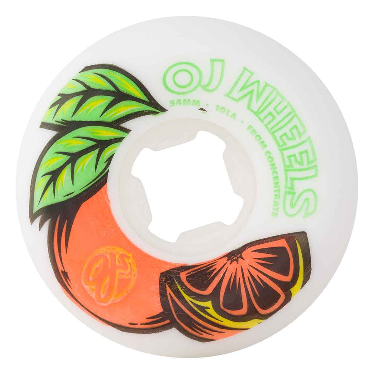 OJ From Concentrate Hardline Skateboard Wheels - White/Orange 54mm 