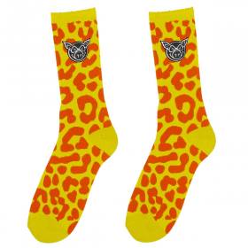 Pig Wheels Leopard Crew Socks - Yellow