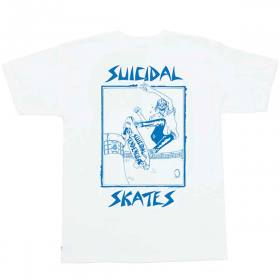 Suicidal Skates Pool Skater T-Shirt - White/Blue