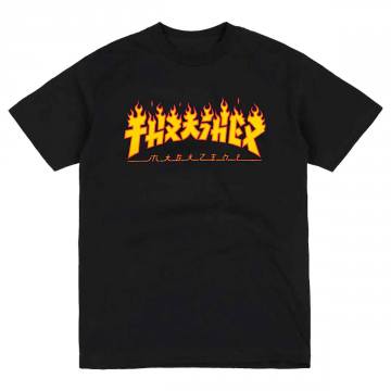 THRASHER MAGAZINE "Flame Logo" Skateboard T-Shirt NAVY BLUE S M L or XL Tee 