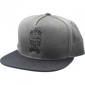 Dogtown Gonz Cross Embroidered Snapback Hat - Charcoal Grey/Black