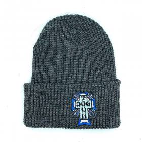 Dogtown Blue Cross Patch Cuff Beanie - Charcoal Grey