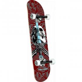 Powell Peralta Skull & Sword One Off Birch Complete Skateboard - Burgundy 7.5x28.65
