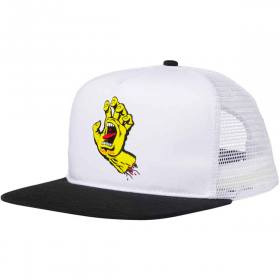 Santa Cruz Screaming Hand High Profile Mesh Trucker Hat - White/White