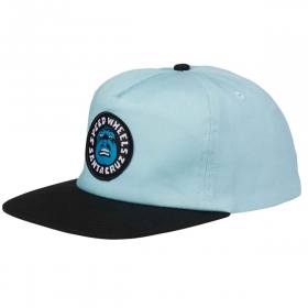 Santa Cruz Speed Wheels Face Mid Profile Snapback Hat - Light Blue/Black