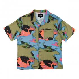 Welcome Impression Rayon Camp Button Up Shirt - Olive