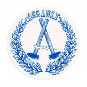 Assault Skateboards BCH Round Sticker- 2.625" Blue/White