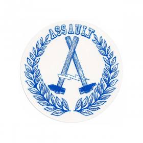 Assault Skateboards BCH Round Sticker- 1.75" Blue/White