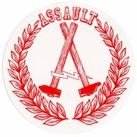 Assault Skateboards BCH Round Sticker- 4.625" Red/White