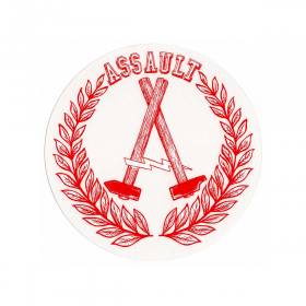 Assault Skateboards BCH Round Sticker- 1.75" Red/White