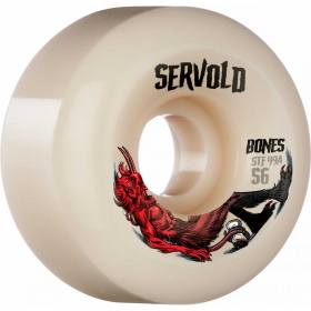 56mm 99a Bones STF V6 Wide-Cut Dakota Servold Trapped Wheels - White