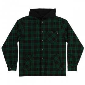 Creature Bonehead Flame Hooded Flannel Jacket - Black/Green