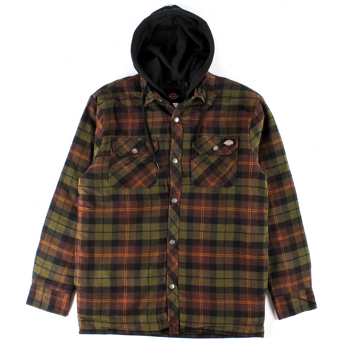 Dickies Icon Hooded Quilted Flannel Shirt Jacket - Chocolate