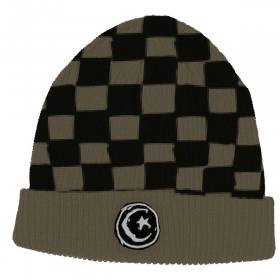 Foundation Star & Moon Checker Cuff Beanie - Olive/Black