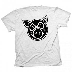 Pig Wheels Front And Back Head T-Shirt - White