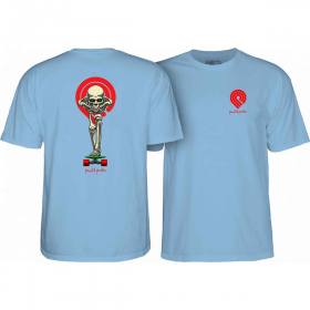 Powell Peralta Tucking Skeleton T-Shirt - Baby Blue