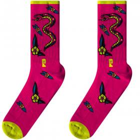 Psockadelic Snake Flowers Socks - Pink/Yellow//Multi